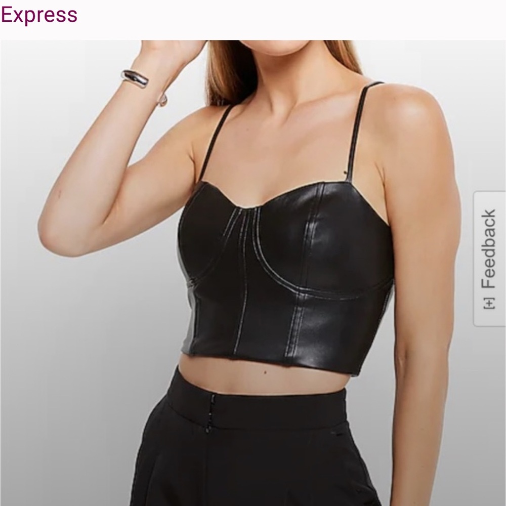 Express Black Faux Leather Crop Top